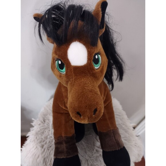 Build a Bear Horse Pony Brown Green Eyes Standing Plush Stuffed Animal - Picture 3 of 7